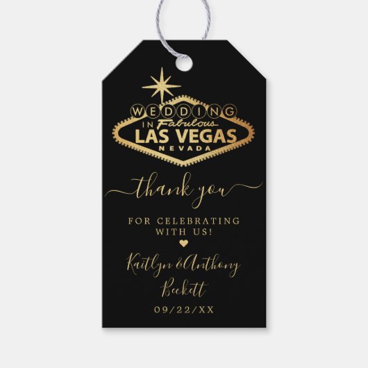 Hochzeit in Urlaubsort Las Vegas Geschenkanhänger (Vorderseite)