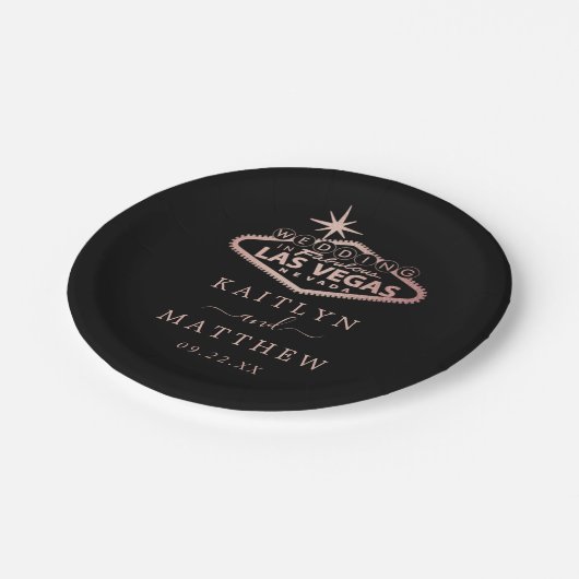 Hochzeit in Urlaubsort Las Vegas Pappteller (Schrägansicht)