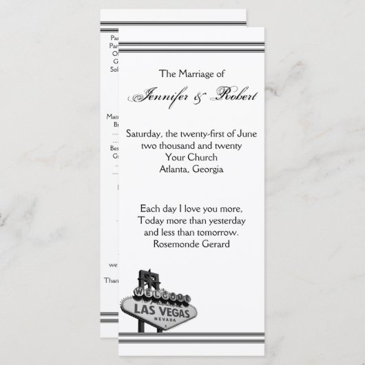 Hochzeit in Urlaubsort Las Vegas Programm (Vorne/Hinten)