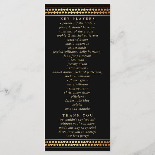 Hochzeit in Urlaubsort Las Vegas Programm (Rückseite)