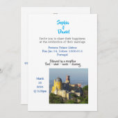 Hochzeit in Urlaubsort - Lissabon, Portugal Einladung (Vorne/Hinten)