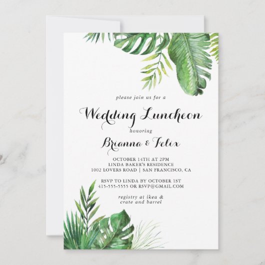 Hochzeit in Urlaubsort Luncheon Brautparty Einladung (Vorderseite)