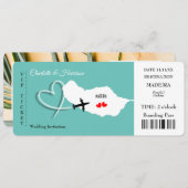Hochzeit in Urlaubsort MadeiraTicket Boarding Pass Einladung (Vorne/Hinten)