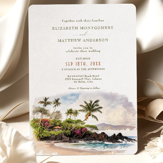 Hochzeit in Urlaubsort Maui Hawaii Einladung