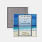 Hochzeit in Urlaubsort mit Rings Save the Date - Magnet (Vorderseite/Rückseite)