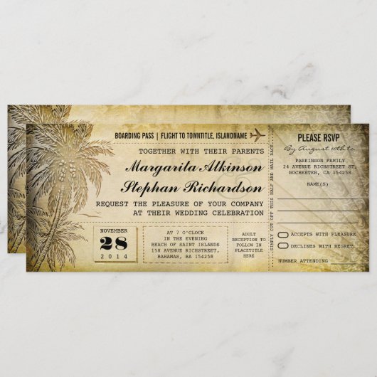 Hochzeit in Urlaubsort mit UAWG Einladung (Vorne/Hinten)