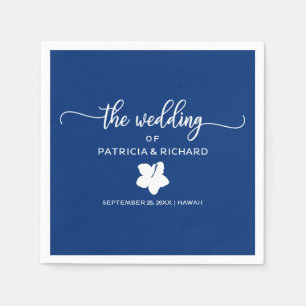 Hochzeit in Urlaubsort Navy Blue und White Hibisku Serviette