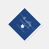Hochzeit in Urlaubsort Navy Blue und White Hibisku Serviette (Ecke)