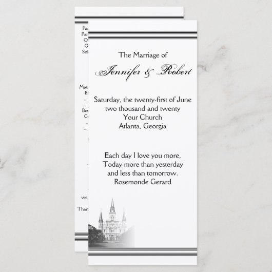 Hochzeit in Urlaubsort New Orleans Programm (Vorne/Hinten)