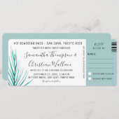 Hochzeit in Urlaubsort Palm Aquarell Boarding Pass Einladung (Vorne/Hinten)