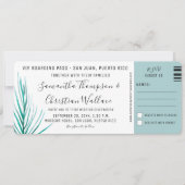 Hochzeit in Urlaubsort Palm Aquarell Boarding Pass Einladung (Vorderseite)