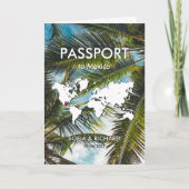 Hochzeit in Urlaubsort Palm Beach Gold Weltkarte Einladung (Vorderseite)