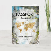 Hochzeit in Urlaubsort Palm Beach Gold Weltkarte Einladung (Vorderseite)