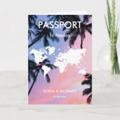 Hochzeit in Urlaubsort Palm Beach Weltkarte Einladung (Vorderseite)