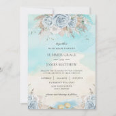 Hochzeit in Urlaubsort Pampas Grass Blume Blume Einladung (Vorderseite)