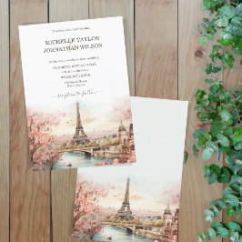 Hochzeit in Urlaubsort Paris Eiffel Tower Frankrei Einladung