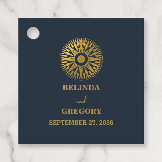 Hochzeit in Urlaubsort Passport Compass Gastgesche Geschenkanhänger (Vorderseite)