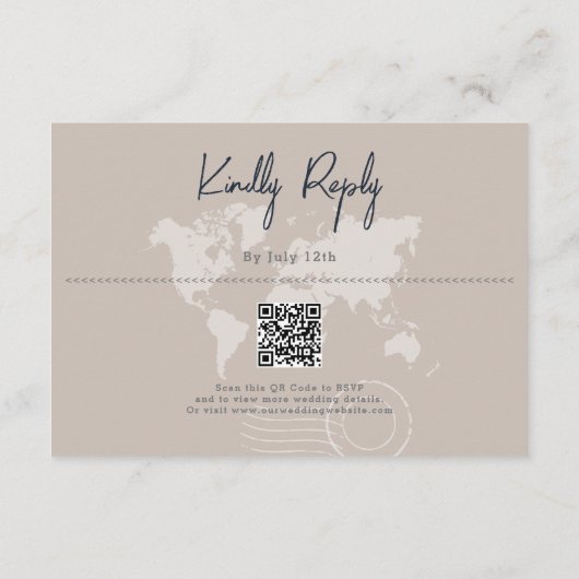 Hochzeit in Urlaubsort Passport Compass Hochzeit Begleitkarte (Rückseite)