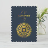 Hochzeit in Urlaubsort Passport Compass Hochzeit Einladung (Stehend Vorderseite)