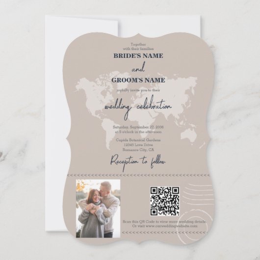 Hochzeit in Urlaubsort Passport Compass Hochzeit Einladung (Rückseite)