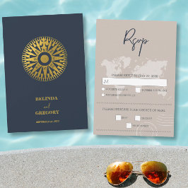 Hochzeit in Urlaubsort Passport Compass Hochzeit RSVP Karte