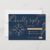 Hochzeit in Urlaubsort-Passport-Compass-Monogramm RSVP Karte (Vorderseite)