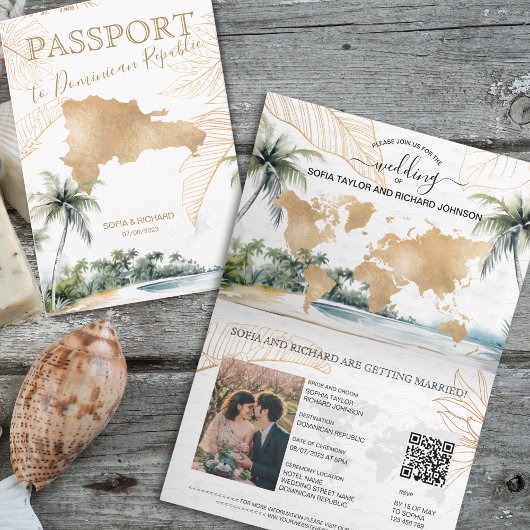 Hochzeit in Urlaubsort-Passport der Dominikanische Einladung