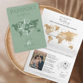 Hochzeit in Urlaubsort Passport Weltkarte Einladung