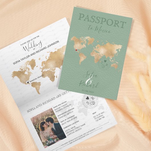 Hochzeit in Urlaubsort Passport Weltkarte Mexiko S Einladung