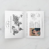 Hochzeit in Urlaubsort Passport Weltkarte Silver Einladung (Innenseite)