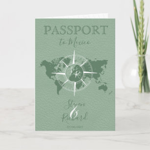 Hochzeit in Urlaubsort Passport Weltkarte zwei Räu Einladung