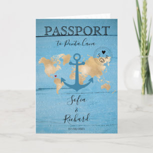 Hochzeit in Urlaubsort Passport World Map Anker Einladung
