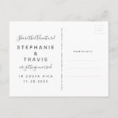 Hochzeit in Urlaubsort Rett Datum Rosa Karte (Rückseite)