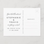 Hochzeit in Urlaubsort Retten Datum Rose Gold Pink Ankündigungspostkarte (Rückseite)