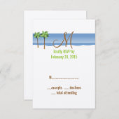 Hochzeit in Urlaubsort RSVP Cards Monogram Palm Tr (Vorne/Hinten)