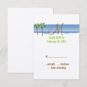 Hochzeit in Urlaubsort RSVP Cards Monogram Palm Tr Karte (Vorne/Hinten)
