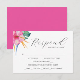 Hochzeit in Urlaubsort RSVP-Karten Vibranntrosa RSVP Karte