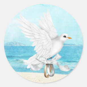 Hochzeit in Urlaubsort Runder Aufkleber