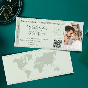 Hochzeit in Urlaubsort Sage Boarding Pass QR Code Einladung