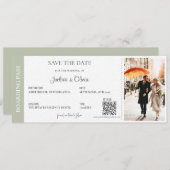 Hochzeit in Urlaubsort Sage Green Save The Date (Vorne/Hinten)