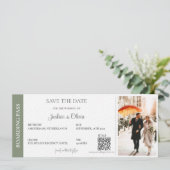 Hochzeit in Urlaubsort Sage Green Save The Date (Stehend Vorderseite)