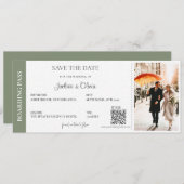 Hochzeit in Urlaubsort Sage Green Save The Date (Vorne/Hinten)