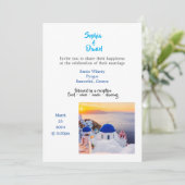 Hochzeit in Urlaubsort - Santorin, Griechenland Ei Einladung (Stehend Vorderseite)