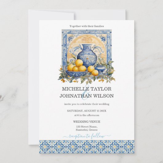 Hochzeit in Urlaubsort Santorini Griechenland Grie Einladung (Vorderseite)