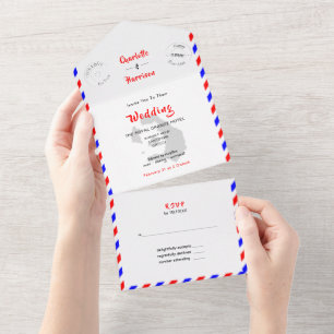 Hochzeit in Urlaubsort Santorini Griechenland Luft All In One Einladung