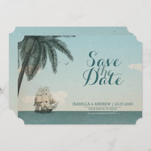 Hochzeit in Urlaubsort Save the Date (Vorne/Hinten)