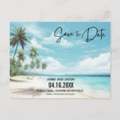 Hochzeit in Urlaubsort Save the Date Ankündigungspostkarte (Vorderseite)