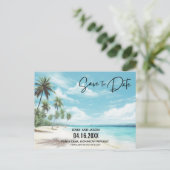 Hochzeit in Urlaubsort Save the Date Ankündigungspostkarte (Stehend Vorderseite)