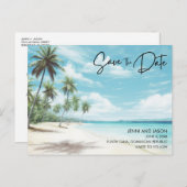 Hochzeit in Urlaubsort Save the Date Ankündigungspostkarte (Vorne/Hinten)