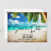 Hochzeit in Urlaubsort Save the Date Ankündigungspostkarte (Vorne/Hinten)
